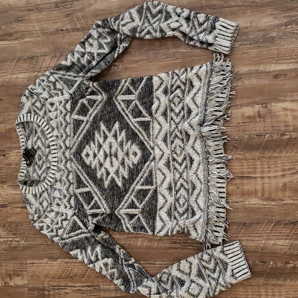 Raw hem knit sweater